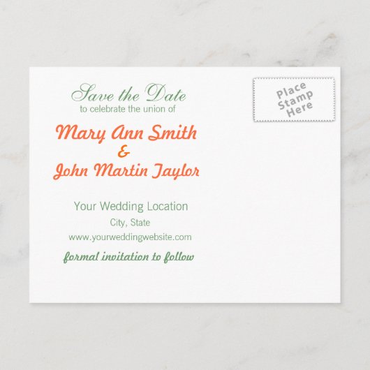 日付の黄色とオレンジのポピー葉書を保存 案内ポストカード (裏面)