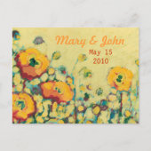 日付の黄色とオレンジのポピー葉書を保存 案内ポストカード (正面)