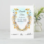 日付の黄色の結婚フローラテーマの空を保存 セーブザデート (スタンド正面)