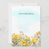 日付の黄色の結婚フローラテーマの空を保存 セーブザデート (裏面)