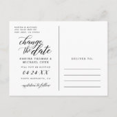 日付の黒いスクリプモダントのフォトコラージュの変更 案内ポストカード (裏面)