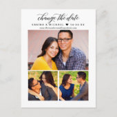 日付の黒いスクリプモダントのフォトコラージュの変更 案内ポストカード (正面)