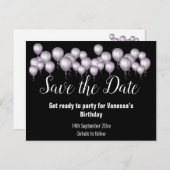 日付の黒いバルーンをすべて保存 案内ポストカード (正面/裏面)