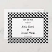 日付の黒い水玉模様葉書を保存 案内ポストカード (正面/裏面)