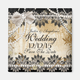 日付の黒結婚色ベージュを保存 マグネット