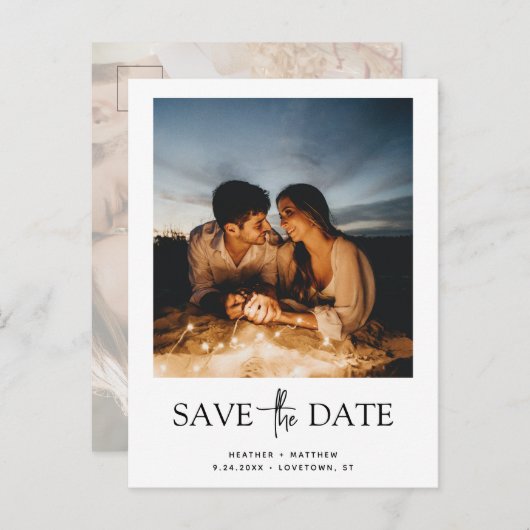 日付の2写真の告知はがきを保存する 案内ポストカード (正面/裏面)