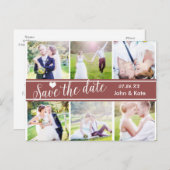 日付の6枚の写真結婚の発表を保存 案内ポストカード (正面/裏面)