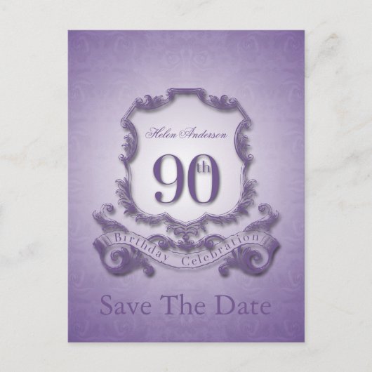 日付の90番目の誕生日はがきを保パーソナライズされた存 案内ポストカード (正面)