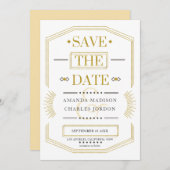 日付のArt-decoジオメトリックフレームを保存する 招待状 (正面/裏面)