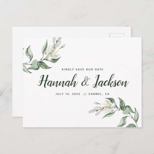 日付のGreenery*の郵便はがきを*Lovely救って下さい 案内ポストカード (正面/裏面)