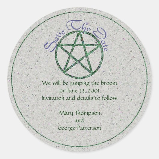 日付のHandfastingのステッカーを救って下さい ラウンドシール (正面)