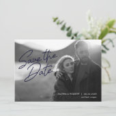 日付のSmooth Scriptの結婚発表の保存 招待状 (スタンド正面)