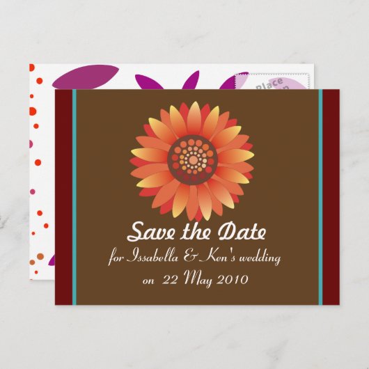 日付のsunflowerpostagraperテンプレートの保存 案内ポストカード (正面/裏面)