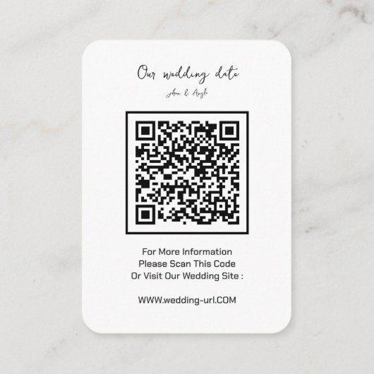 日付のWebサイト結婚QRコードをミニマル保存 エンクロージャーカード (裏面)