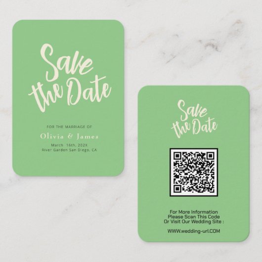 日付のWebサイト結婚QRコードをミニマル保存 エンクロージャーカード (正面/裏面)