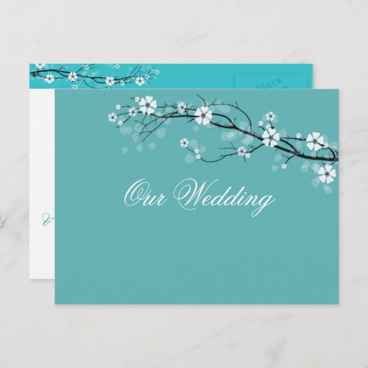 日付はがきの白い花を保存 案内ポストカード (正面/裏面)