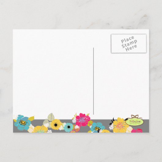 日付はがきの花模様をグラファイトに保存 案内ポストカード (裏面)