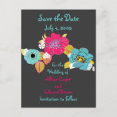 日付はがきの花模様をグラファイトに保存 案内ポストカード (正面)