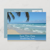 日付はがきをビーチ結婚式用に保存 案内ポストカード (正面/裏面)