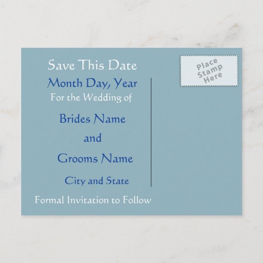 日付はがきをビーチ結婚式用に保存 案内ポストカード (裏面)