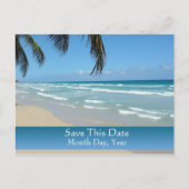 日付はがきをビーチ結婚式用に保存 案内ポストカード (正面)