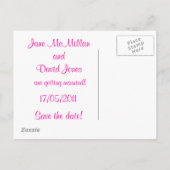 日付はがきをホットピンク/暗い赤紫色で保存 案内ポストカード (裏面)