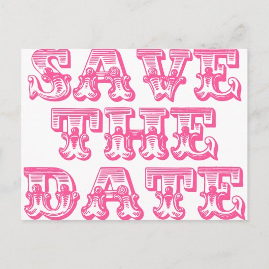日付はがきをホットピンク/暗い赤紫色で保存 案内ポストカード (正面)