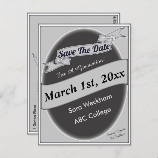 日付はがきを保存して卒業 ポストカード (正面/裏面)