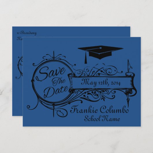 日付はがきを保存して卒業 ポストカード (正面/裏面)