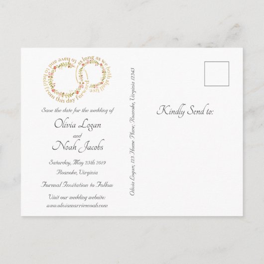 日付はがきを保存するフローラを保持する&持つ 案内ポストカード (裏面)