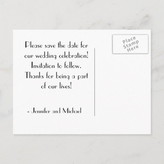 日付はがきを保存するヴィンテージ結婚式 案内ポストカード (裏面)