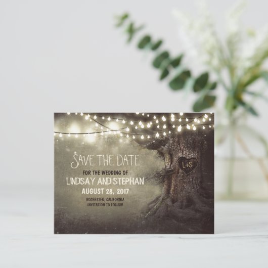 日付はがきを保存する素朴な古い木 案内ポストカード (スタンド正面)