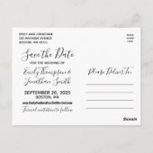 日付はがきを保存する縦型フォトウェディング ポストカード (裏面)