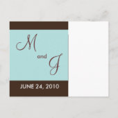 日付はがきを保存する – 茶色と薄い青 案内ポストカード (裏面)