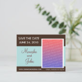 日付はがきを保存する – 茶色と薄い青 案内ポストカード (スタンド正面)