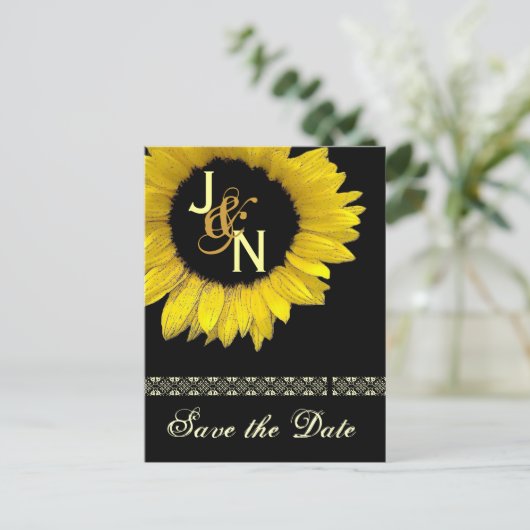 日付はがきを保存する – 黄色のひまわり 案内ポストカード (スタンド正面)