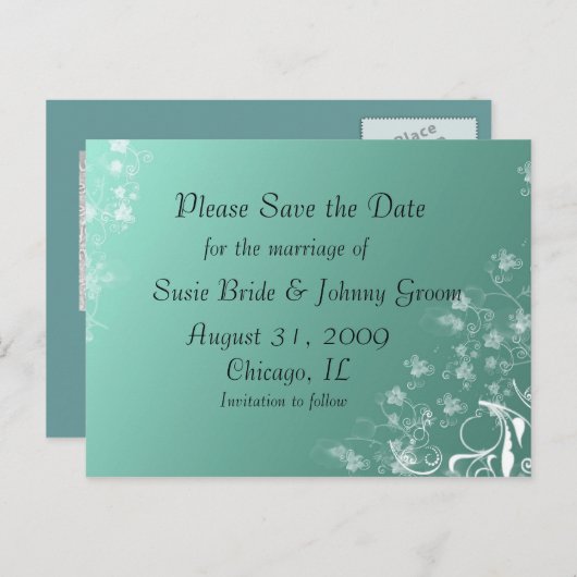 日付はがきを写真テンプレート付きで保存 案内ポストカード (正面/裏面)