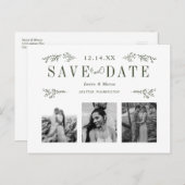 日付はがきを濃い緑で保存する 案内ポストカード (正面/裏面)