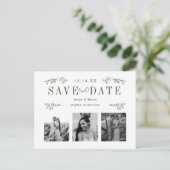 日付はがきを濃い緑で保存する 案内ポストカード (スタンド正面)