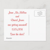 日付はがきを赤で保存 案内ポストカード (裏面)