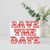 日付はがきを赤で保存 案内ポストカード (スタンド正面)