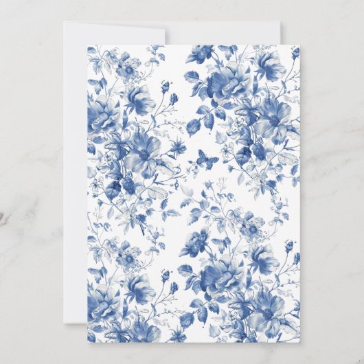 日付はがきを青い色調で花と共に保存する セーブザデート (裏面)