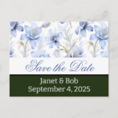 日付はがきを青でカスタマイズ可能 案内ポストカード (正面)