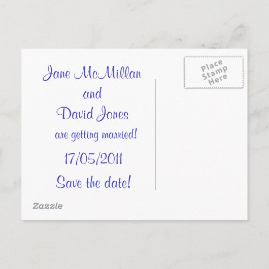 日付はがきを青で保存する 案内ポストカード (裏面)