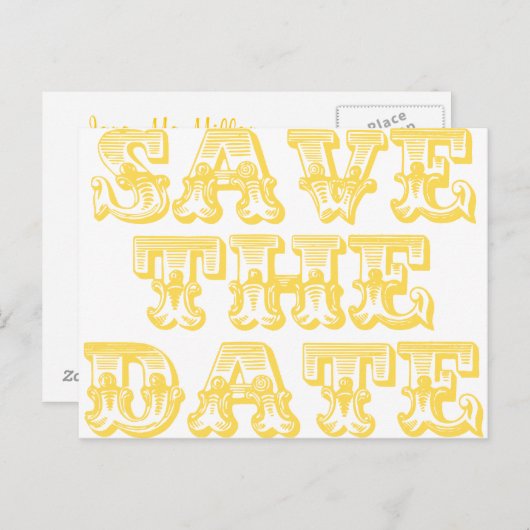 日付はがきを黄色で保存 案内ポストカード (正面/裏面)