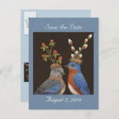 日付はがきをbluebirdカップルで保存する 案内ポストカード (正面/裏面)