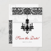 日付はがきシャンデリアのダマスクBWを保存 案内ポストカード (正面/裏面)