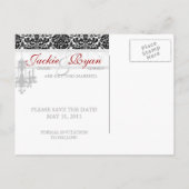 日付はがきシャンデリアのダマスクBWを保存 案内ポストカード (裏面)