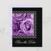 日付はがきパープルバラシルバーレースを保存 案内ポストカード (正面/裏面)