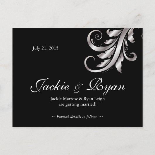 日付はがきブラックシルバーリーフを保存 案内ポストカード (裏面)